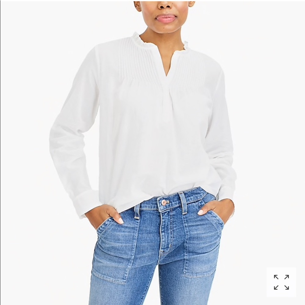 White pintuck popover shirt